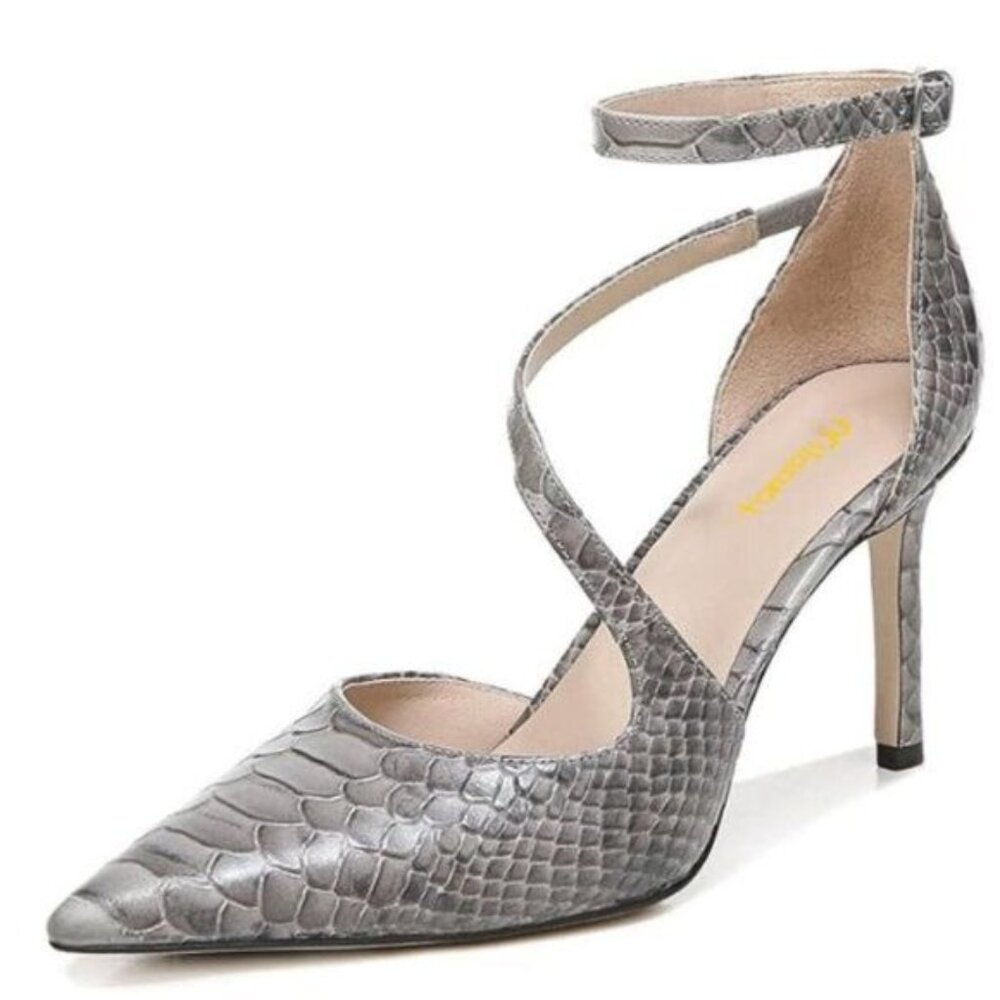 Milooey Classic Closed Pointed Toe Stiletto Heels Sexy Ankle Strap Heeled Pumps